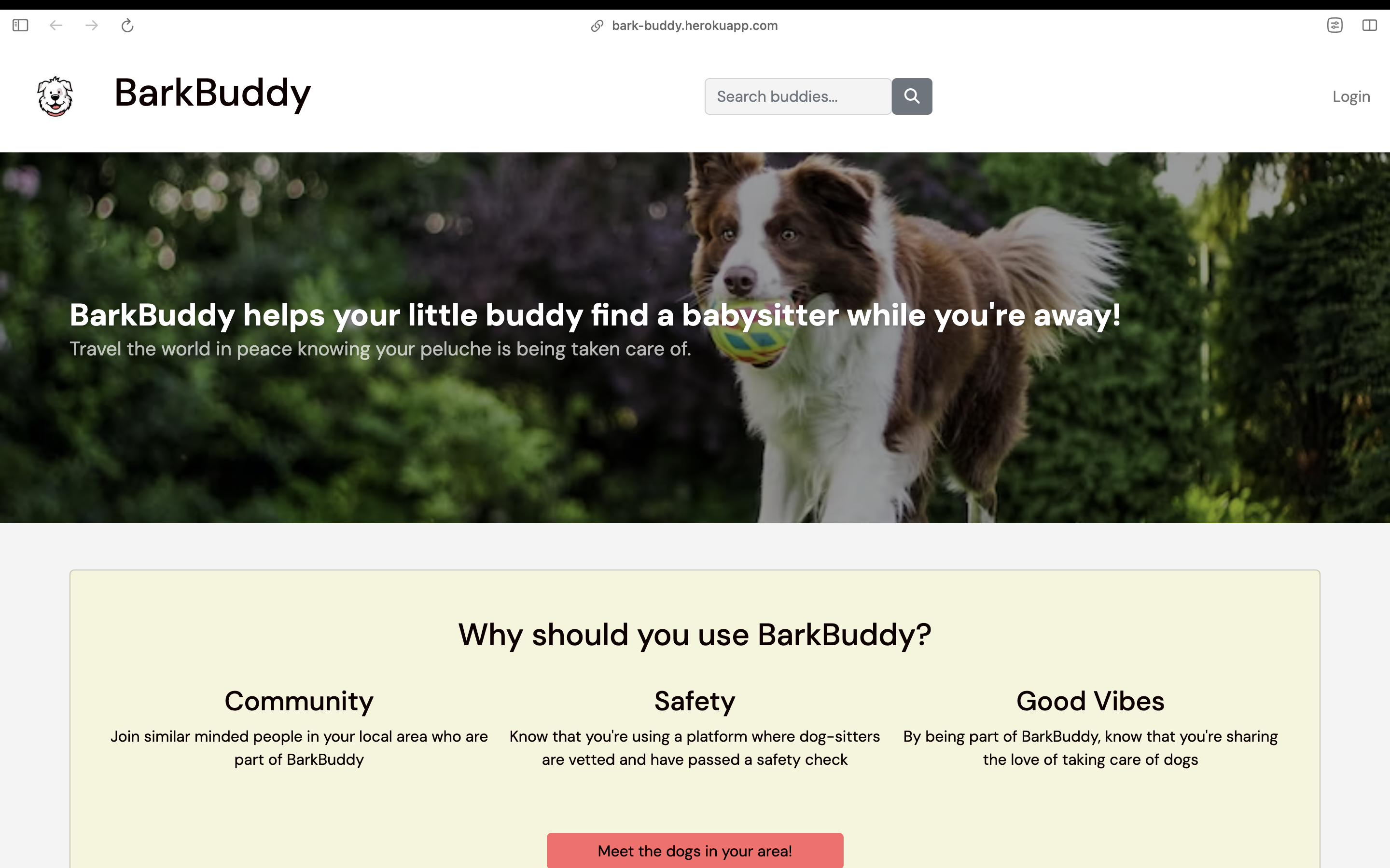 screenshot of BarkBuddy website